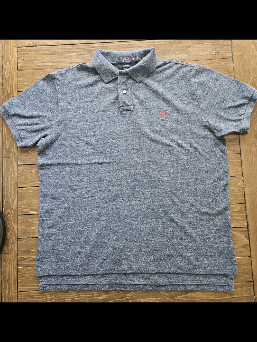 Polo Ralph Lauren Custom Fit Polo Shirt Men's XL Heather Blue Gray Red Pony